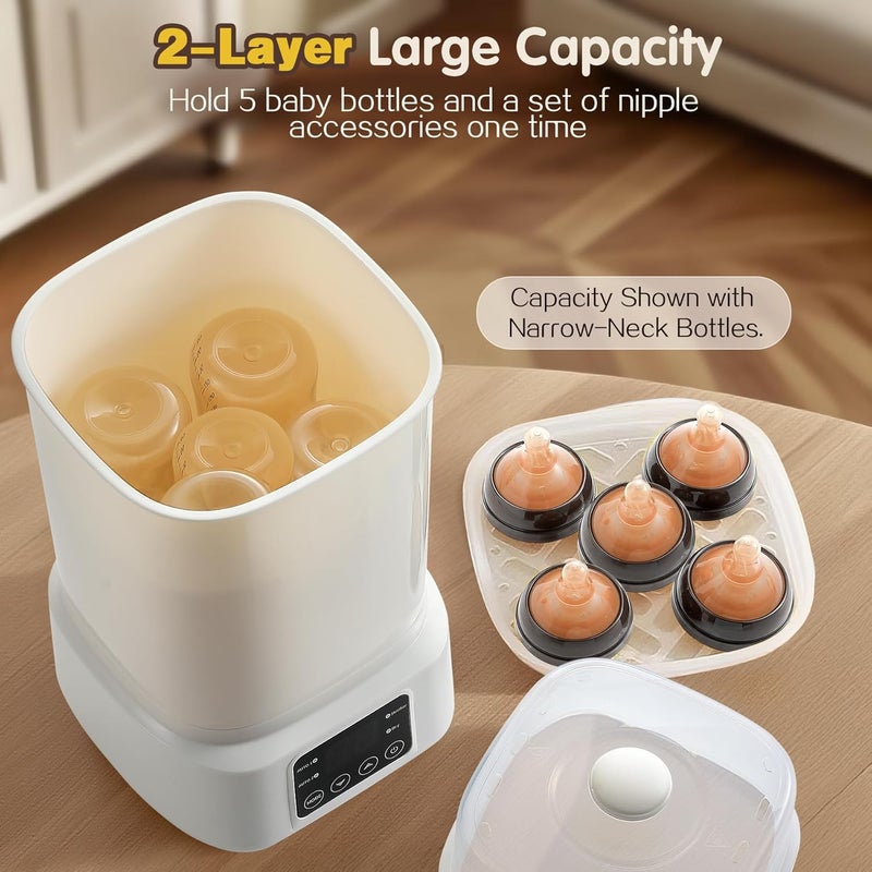 AMZBABYCHEF Baby Bottle Steamer and Dryer: 8 in 1 Compact Electric Steam - Portable for Travel and Home Use - for Baby Bottles Pacifiers Breast Pump Parts and Other Newborn Essentials BPA Free Auto Shut Off - Image 5